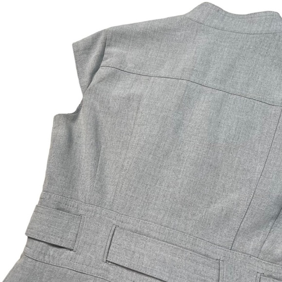 Marvin Richards light grey button down short cap sleeve belted midi dress EUC - Picture 8 of 16